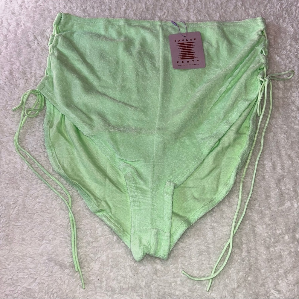 Savage X Fenty Sleepwear Curvy Terry Side Tie Shorts Miami Green 3X NWT